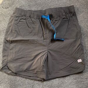Topo Designs Gray Shorts with Blue Drawstring